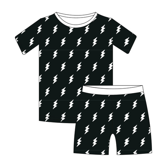 Black & White Bolts 2 pc Short