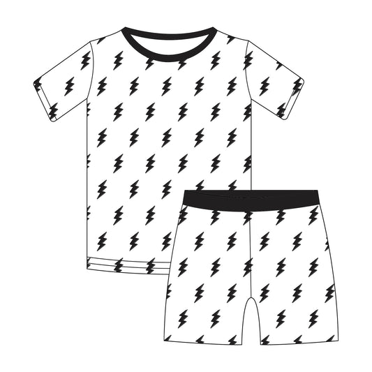 White & Black Bolts 2 pc Short